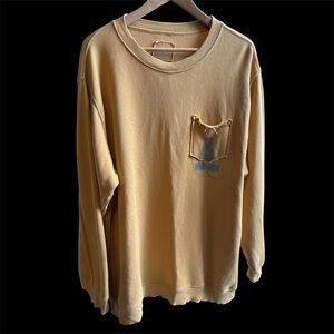 Aerie Mustard Yellow Signature Logo Relaxed Fit Crew Neck Sweatshirt Size M